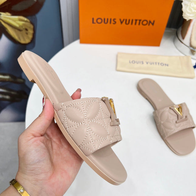 LV 26S MARE FLAT MULES IN DARK BEIGE CALFSKIN