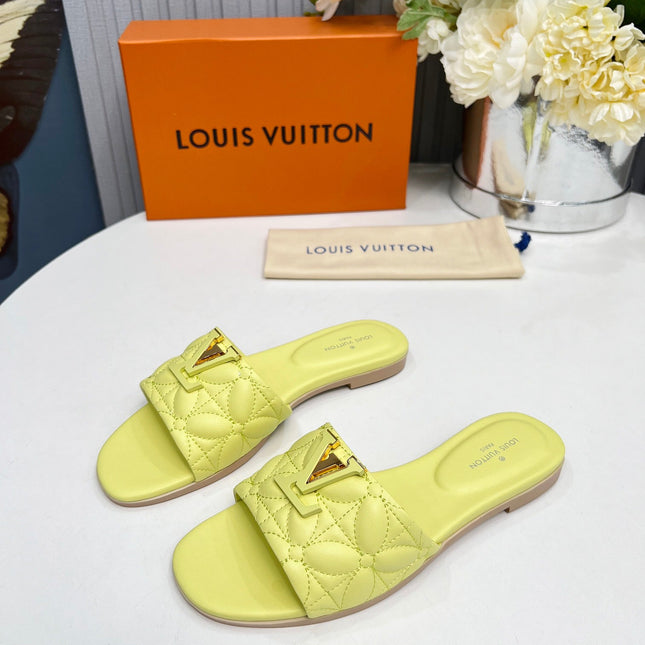 LV 26S MARE FLAT MULES IN LIGHT YELLOW CALFSKIN