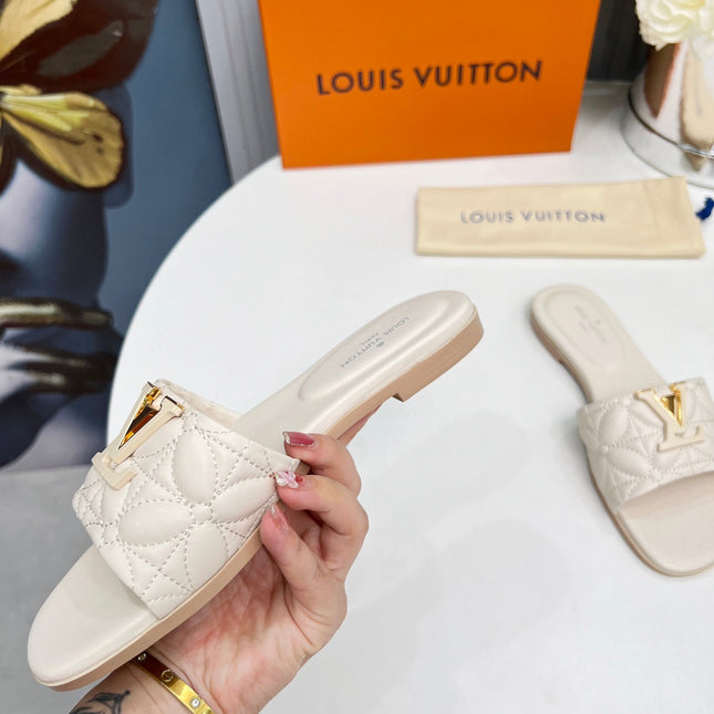 LV 26S MARE FLAT MULES IN IVORY BEIGE CALFSKIN