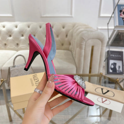 VALENTINO 26S  HEEL SANDALS 80 MM IN PINK SATIN