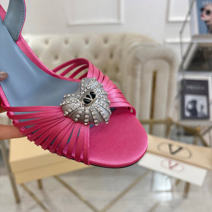 VALENTINO 26S  HEEL SANDALS 80 MM IN PINK SATIN