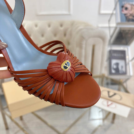 VALENTINO 26S HEEL SANDALS 80 MM IN LIGHT BROWN CALFSKIN
