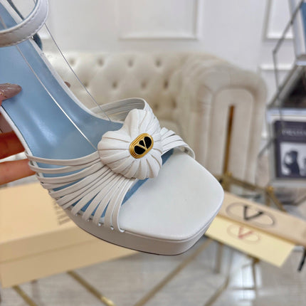 VALENTINO 26S PLATFORM SANDALS 110 MM IN CREAM WHITE CALFSKIN