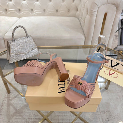 VALENTINO 26S PLATFORM SANDALS 110 MM IN NUDE PINK CALFSKIN
