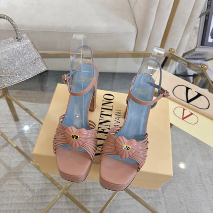 VALENTINO 26S PLATFORM SANDALS 110 MM IN NUDE PINK CALFSKIN
