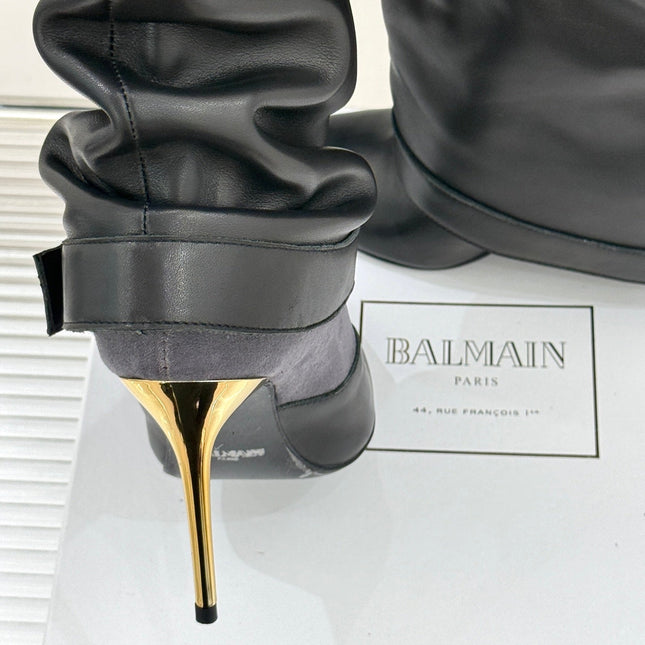 BALMAIN 25S ANTHEM BOOTS IN BLACK CALFSKIN