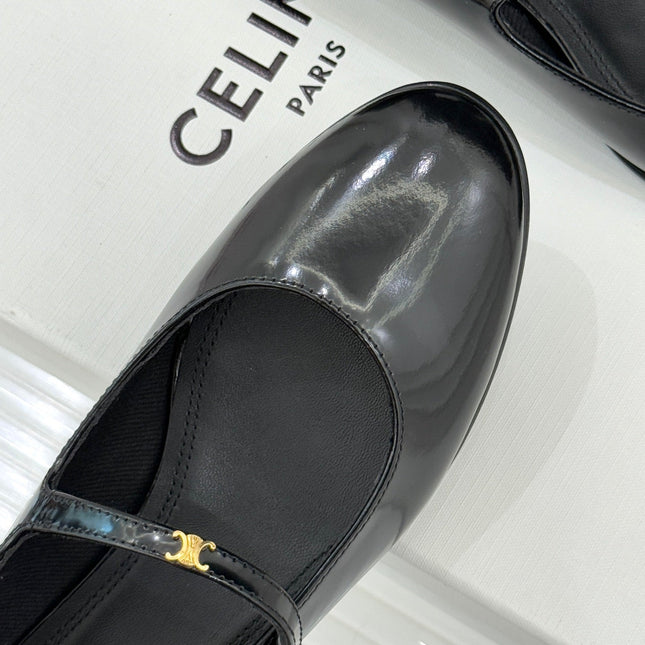 CELINE 26S MARY JANE SHOES IN BLACK LAMBSKIN
