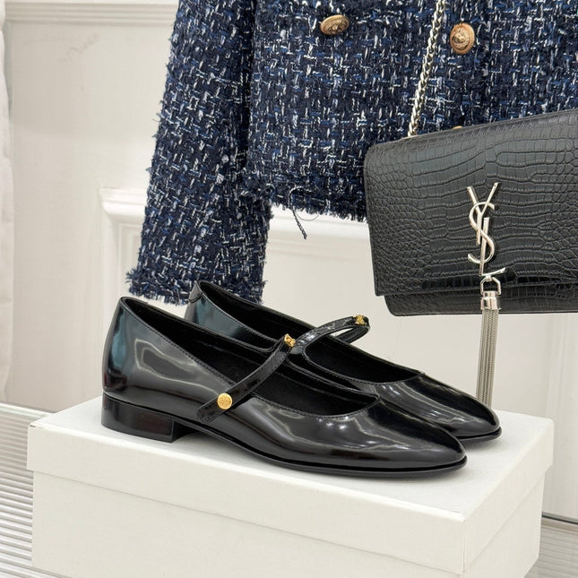 CELINE 26S MARY JANE SHOES IN BLACK LAMBSKIN