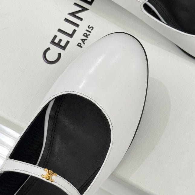 CELINE 26S MARY JANE SHOES IN WHITE LAMBSKIN