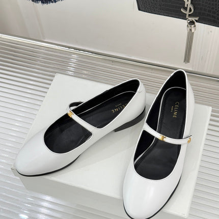 CELINE 26S MARY JANE SHOES IN WHITE LAMBSKIN