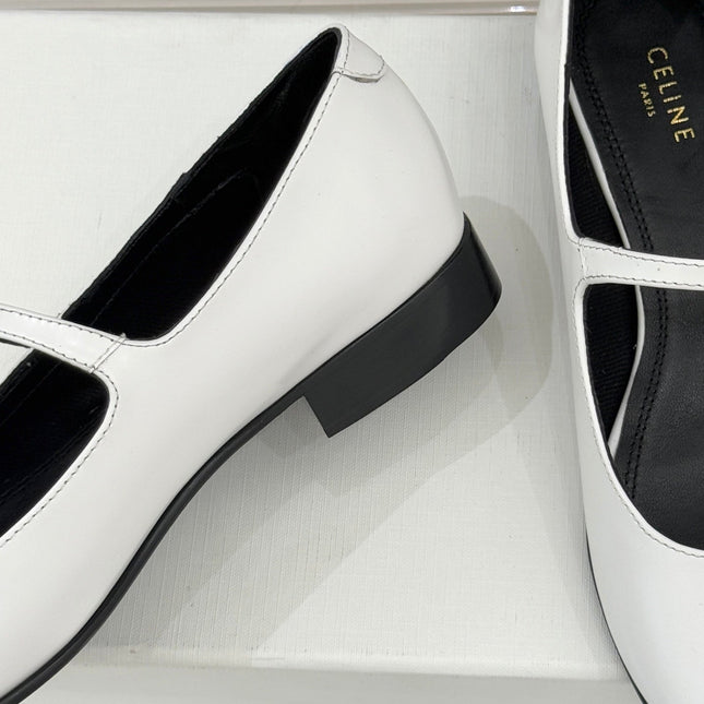 CELINE 26S MARY JANE SHOES IN WHITE LAMBSKIN