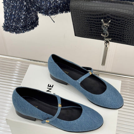 CELINE 26S MARY JANE SHOES IN BLUE DENIM