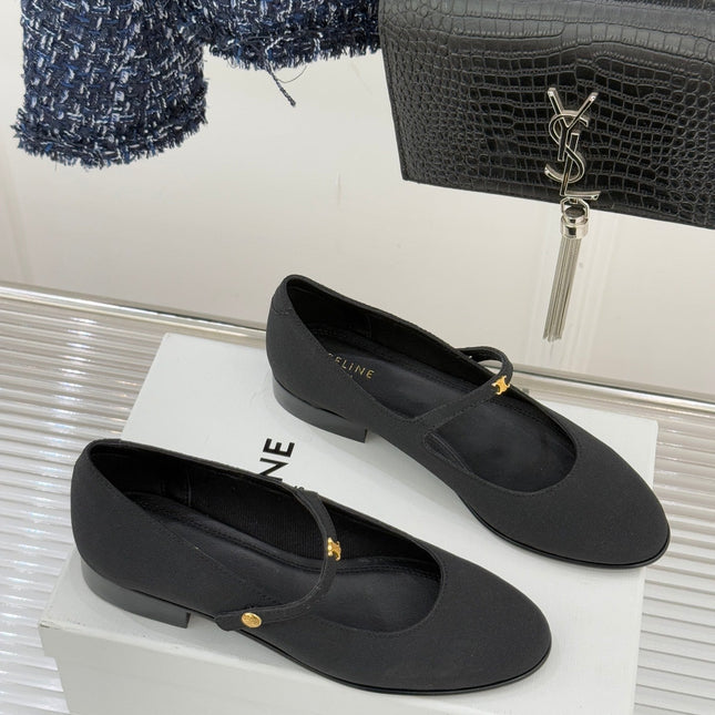 CELINE 26S MARY JANE SHOES IN BLACK FABRIC