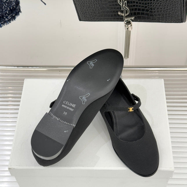 CELINE 26S MARY JANE SHOES IN BLACK FABRIC