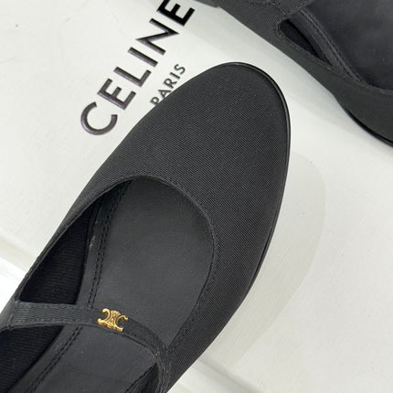 CELINE 26S MARY JANE SHOES IN BLACK FABRIC