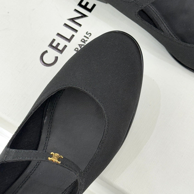 CELINE 26S MARY JANE SHOES IN BLACK FABRIC