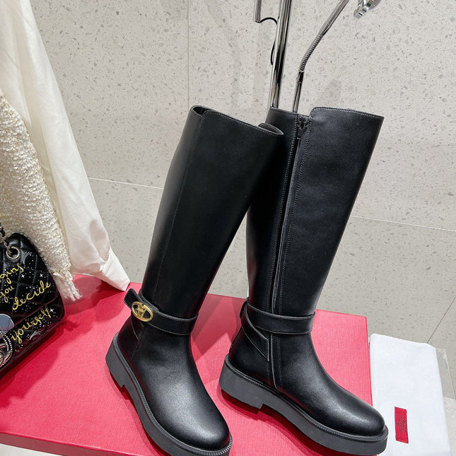 VALENTINO 25S KNEE-HIGH BOOTS IN BLACK CALFSKIN STYLE 7