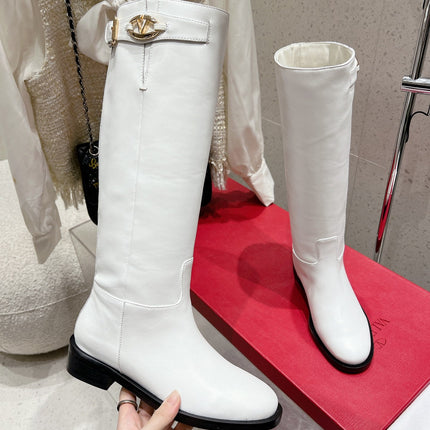 VALENTINO 25S KNEE-HIGH BOOTS IN WHITE CALFSKIN STYLE 6