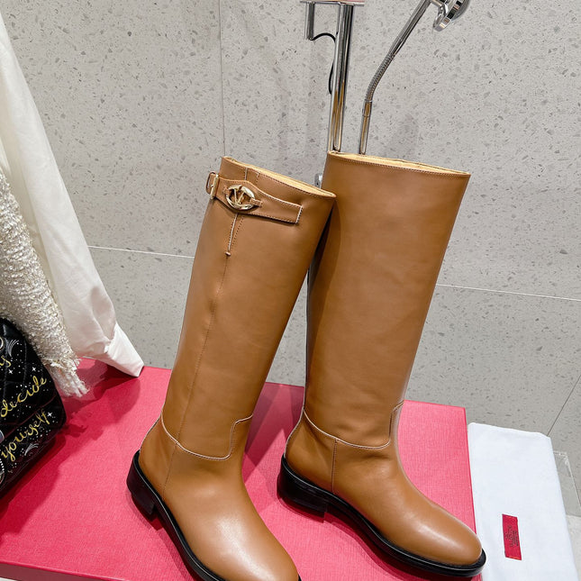 VALENTINO 25S KNEE-HIGH BOOTS IN BROWN CALFSKIN STYLE 5