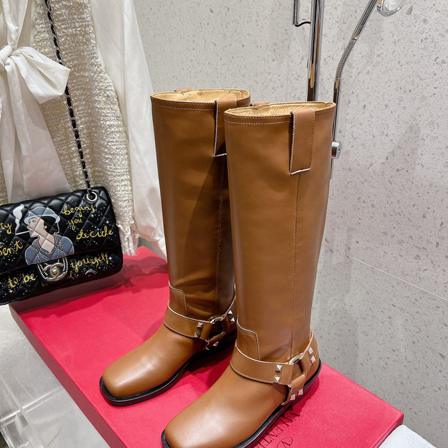 VALENTINO 25S KNEE-HIGH BOOTS IN BROWN CALFSKIN STYLE 2