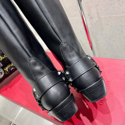 VALENTINO 25S KNEE-HIGH BOOTS IN BLACK CALFSKIN STYLE 1