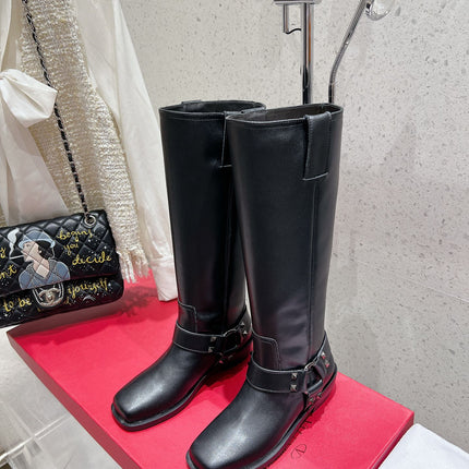 VALENTINO 25S KNEE-HIGH BOOTS IN BLACK CALFSKIN STYLE 1
