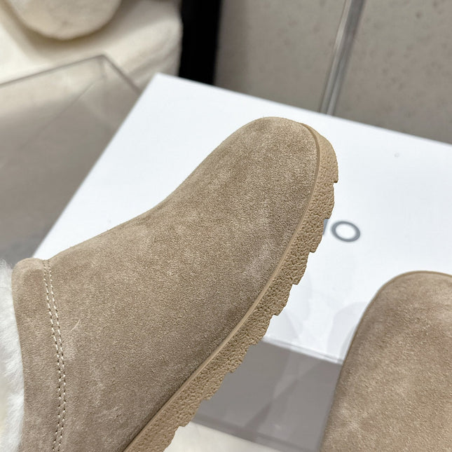 ALO 25S BIRKENSTOCK CLOGS IN GREY SUEDE AND WHITE WOOL