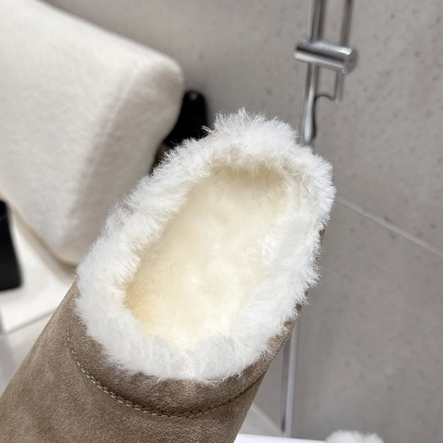 ALO 25S BIRKENSTOCK CLOGS IN GREY SUEDE AND WHITE WOOL