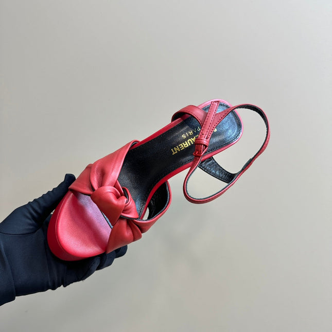 BIANCA PLATFORM SANDALS IN RED LAMBSKIN