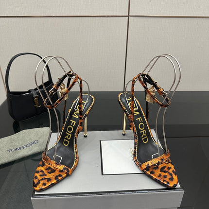 TOM FORD 26S HEELED SANDALS 100 MM IN LEOPARD PRINT CALFSKIN STYLE 4