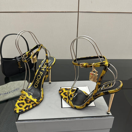 TOM FORD 26S HEELED SANDALS 100 MM IN LEOPARD PRINT CALFSKIN STYLE 3