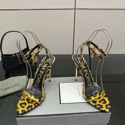 TOM FORD 26S HEELED SANDALS 100 MM IN LEOPARD PRINT CALFSKIN STYLE 3