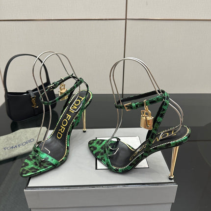 TOM FORD 26S HEELED SANDALS 100 MM IN LEOPARD PRINT CALFSKIN STYLE 2
