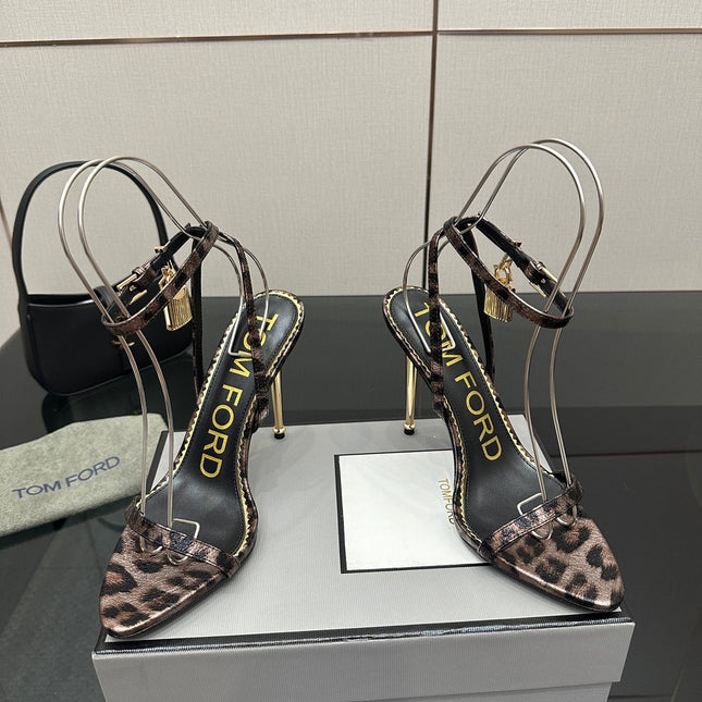 TOM FORD 26S HEELED SANDALS 100 MM IN LEOPARD PRINT CALFSKIN STYLE 1