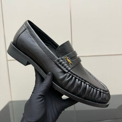 YSL DNA LOAFERS IN BLACK CALFSKIN GOLD HARDWARE
