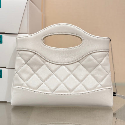 CHANEL 25S SHOPPING BAG 20 CM IN WHITE LAMBSKIN