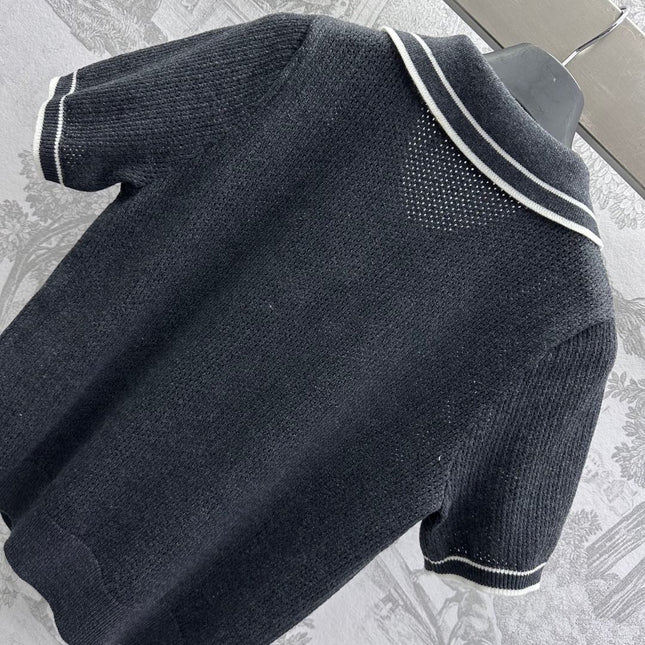 Miu 25 Polo Shirt Black Wool 233471