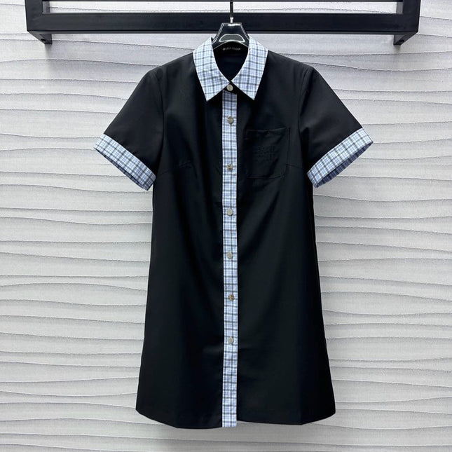 MIU 25S PATCHWORK PLAID DRESS 264573