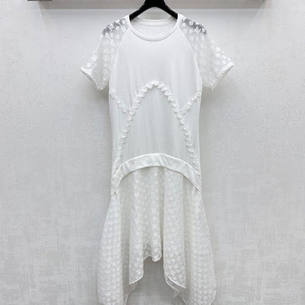 LV WHITE COTTON SHORT-SLEEVE DRESS 263735
