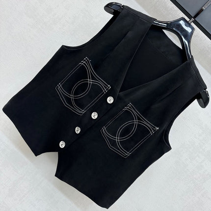 CHANEL SLEEVELESS BUTTONED BLAZER 274755