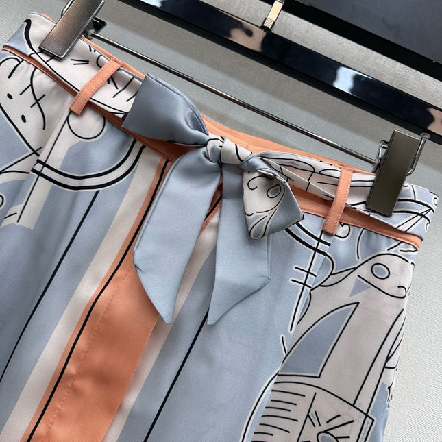 HERMES 26S SILK MIDI SKIRT 586