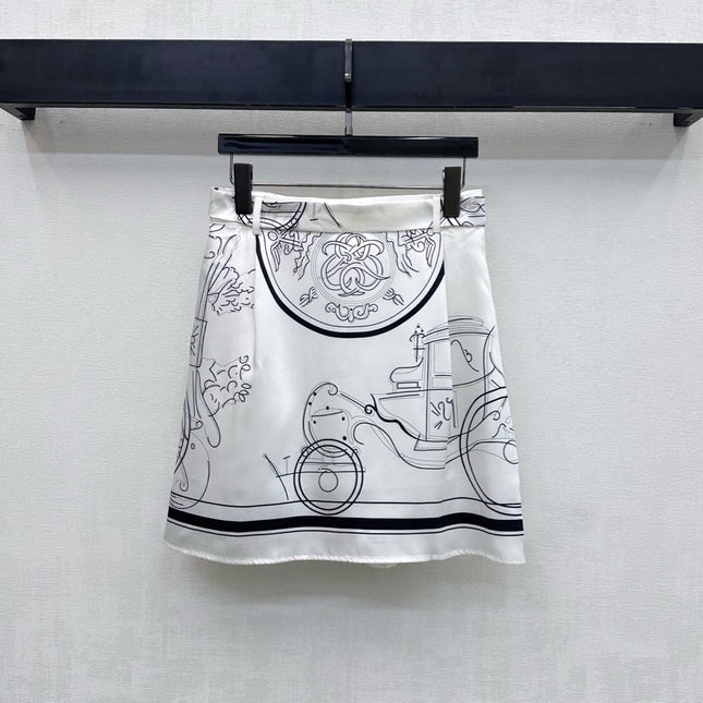 HERMES 26S SILK MIDI SKIRT 583