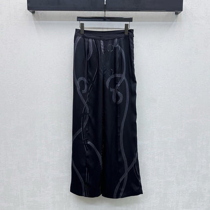 HERMES 26S SILK STRAIGHT LEG PANTS 581