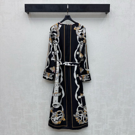 HERMES 26S PRINTED SILK DRESS 489