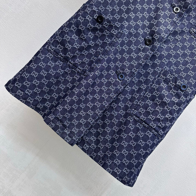 GUCCI 26S SHORT-SLEEVE MONOGRAM SHIRT 394