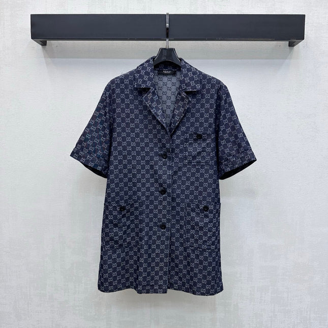 GUCCI 26S SHORT-SLEEVE MONOGRAM SHIRT 394
