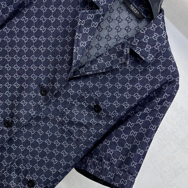 GUCCI 26S SHORT-SLEEVE MONOGRAM SHIRT 394
