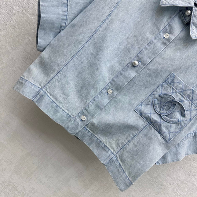 CHANEL 26S SHORT-SLEEVE DENIM SHIRT 1434
