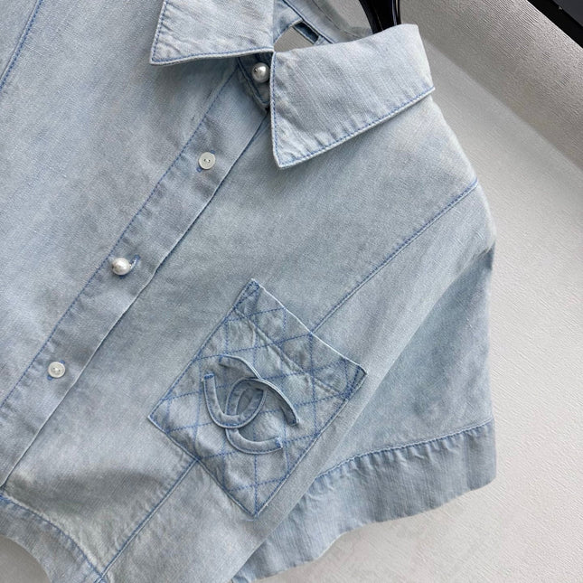 CHANEL 26S SHORT-SLEEVE DENIM SHIRT 1434
