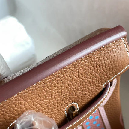 BIRKIN 25 BAG IN CHOCOLATE BROWN CALFSKIN WITH COLORFUL STICKER